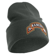 U.S. Army 75th Ranger Military Intelligence Battalion Logo Embroidered 12 Inch Solid Knit Cuff Long Beanie Made in USA - Graphite OSFM