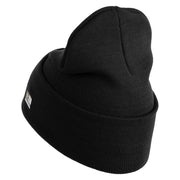 U.S. Army 75th Ranger Military Intelligence Battalion Logo Embroidered 12 Inch Solid Knit Cuff Long Beanie Made in USA - Black OSFM