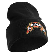 U.S. Army 75th Ranger Military Intelligence Battalion Logo Embroidered 12 Inch Solid Knit Cuff Long Beanie Made in USA - Black OSFM