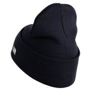 U.S. Army 75th Ranger Military Intelligence Battalion Logo Embroidered 12 Inch Solid Knit Cuff Long Beanie Made in USA - Navy OSFM