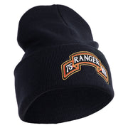 U.S. Army 75th Ranger Military Intelligence Battalion Logo Embroidered 12 Inch Solid Knit Cuff Long Beanie Made in USA - Navy OSFM