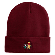 1926 Winnie-The-Pooh and Piglet Embroidered 12" Beanie - Maroon OSFM