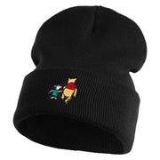 1926 Winnie-The-Pooh and Piglet Embroidered 12" Beanie - Black OSFM