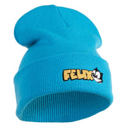 Classic 1919 Felix Cat Head Embroidered 12" Long Beanie - Aqua OSFM