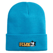 Classic 1919 Felix Cat Head Embroidered 12" Long Beanie - Aqua OSFM