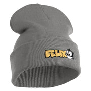 Classic 1919 Felix Cat Head Embroidered 12" Long Beanie - Light Grey OSFM