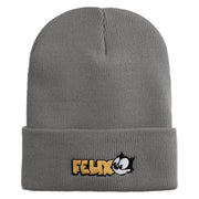 Classic 1919 Felix Cat Head Embroidered 12" Long Beanie - Light Grey OSFM