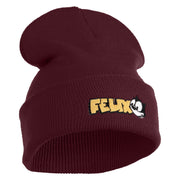 Classic 1919 Felix Cat Head Embroidered 12" Long Beanie - Burgundy OSFM