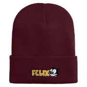 Classic 1919 Felix Cat Head Embroidered 12" Long Beanie - Burgundy OSFM