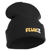Classic 1919 Felix Cat Head Embroidered 12" Long Beanie - Black OSFM