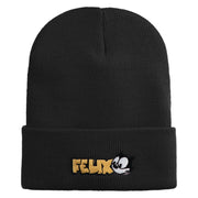 Classic 1919 Felix Cat Head Embroidered 12" Long Beanie - Black OSFM