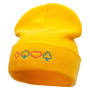 The Neon Card Suits Embroidered 12 Inch Long Knitted Beanie