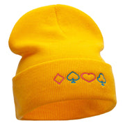 The Neon Card Suits Embroidered 12 Inch Long Knitted Beanie