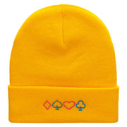 The Neon Card Suits Embroidered 12 Inch Long Knitted Beanie