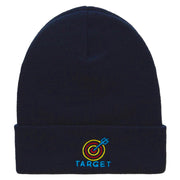 Neon Target Embroidered 12 Inch Long Knitted Beanie