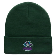 The Poker Night Embroidered 12 Inch Long Knitted Beanie