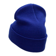 Foldable Fan Embroidered 12 Inch Long Knitted Beanie