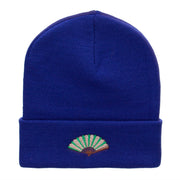 Foldable Fan Embroidered 12 Inch Long Knitted Beanie