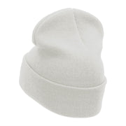 Foldable Fan Embroidered 12 Inch Long Knitted Beanie