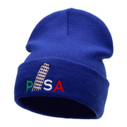 Pisa Embroidered 12 Inch Long Knitted Beanie