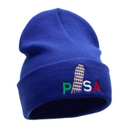 Pisa Embroidered 12 Inch Long Knitted Beanie