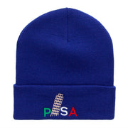 Pisa Embroidered 12 Inch Long Knitted Beanie