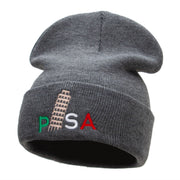 Pisa Embroidered 12 Inch Long Knitted Beanie