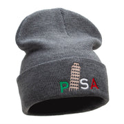 Pisa Embroidered 12 Inch Long Knitted Beanie