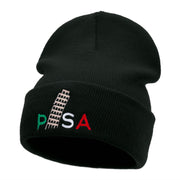 Pisa Embroidered 12 Inch Long Knitted Beanie