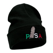 Pisa Embroidered 12 Inch Long Knitted Beanie