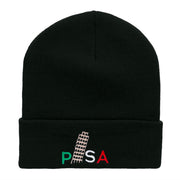 Pisa Embroidered 12 Inch Long Knitted Beanie