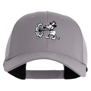 1928 Steamboat Willie Mickey Embroidered 6 Panel Baseball Cap - Grey OSFM
