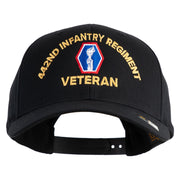 U.S. Army 442nd Infantry Regiment Embroidered Retro Cotton Blend Snapback Cap - Black OSFM
