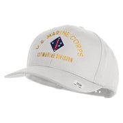 U.S. Marine Corps 1st Marine Division Embroidered Solid Cotton Twill Pro Style Cap - White OSFM