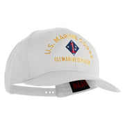 U.S. Marine Corps 1st Marine Division Embroidered Solid Cotton Twill Pro Style Cap - White OSFM