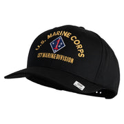 U.S. Marine Corps 1st Marine Division Embroidered Solid Cotton Twill Pro Style Cap - Black OSFM