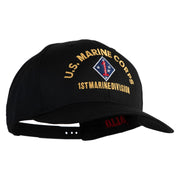 U.S. Marine Corps 1st Marine Division Embroidered Solid Cotton Twill Pro Style Cap - Black OSFM