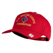 U.S. Marine Corps 1st Marine Division Embroidered Solid Cotton Twill Pro Style Cap - Red OSFM