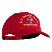 U.S. Marine Corps 1st Marine Division Embroidered Solid Cotton Twill Pro Style Cap - Red OSFM