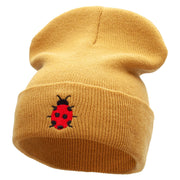 Lady Bug Embroidered 12 Inch Solid Long Beanie Made in USA