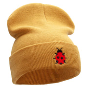 Lady Bug Embroidered 12 Inch Solid Long Beanie Made in USA