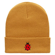 Lady Bug Embroidered 12 Inch Solid Long Beanie Made in USA