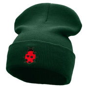 Lady Bug Embroidered 12 Inch Solid Long Beanie Made in USA