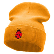 Lady Bug Embroidered 12 Inch Solid Long Beanie Made in USA