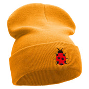 Lady Bug Embroidered 12 Inch Solid Long Beanie Made in USA