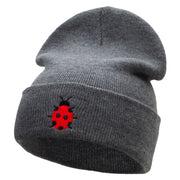 Lady Bug Embroidered 12 Inch Solid Long Beanie Made in USA