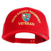 U.S. Army 75 Ranger Regiment Embroidered Retro Cotton Blend Snapback Cap - Red OSFM