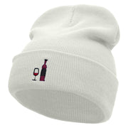 Wine Vibes Embroidered 12 Inch Long Knitted Beanie