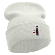 Wine Vibes Embroidered 12 Inch Long Knitted Beanie