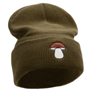 Porcini Shroom Embroidered 12 Inch Long Knitted Beanie